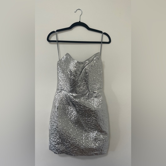 NWT & Other Stories Metallic Silver Mini Dress - Picture 3 of 5
